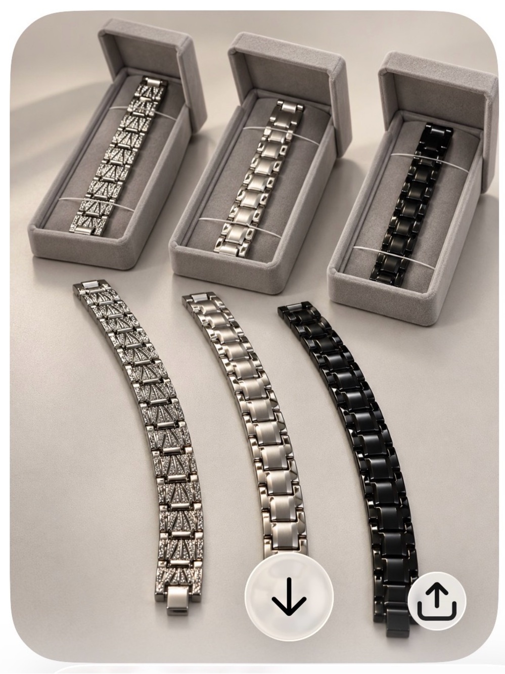 Interchangeable Women’s Bracelet Strap — Silver, Pave Silver & Black